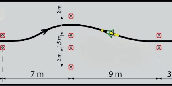 Vyhýbání se překážce při počáteční rychlosti nejméně 50 km.h-1 | Příloha č. 7 k vyhlášce č. 167/2002 Sb.